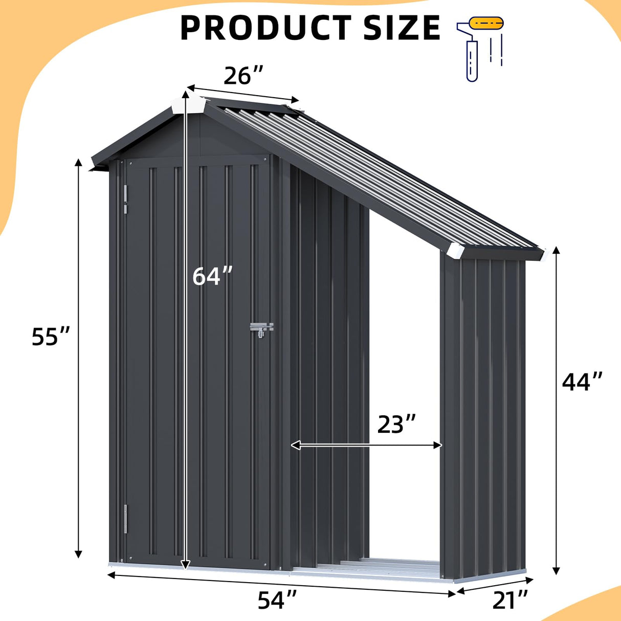 AECOJOY Outdoor Storage Cabinet Waterproof with Shelves and Lean to Open-Sided Firewood Racks, Vertical Tall Garden Storage Sheds, Garden Sheds & Outdoor Storage Cabinet Weatherproof for Patio AECOJOY