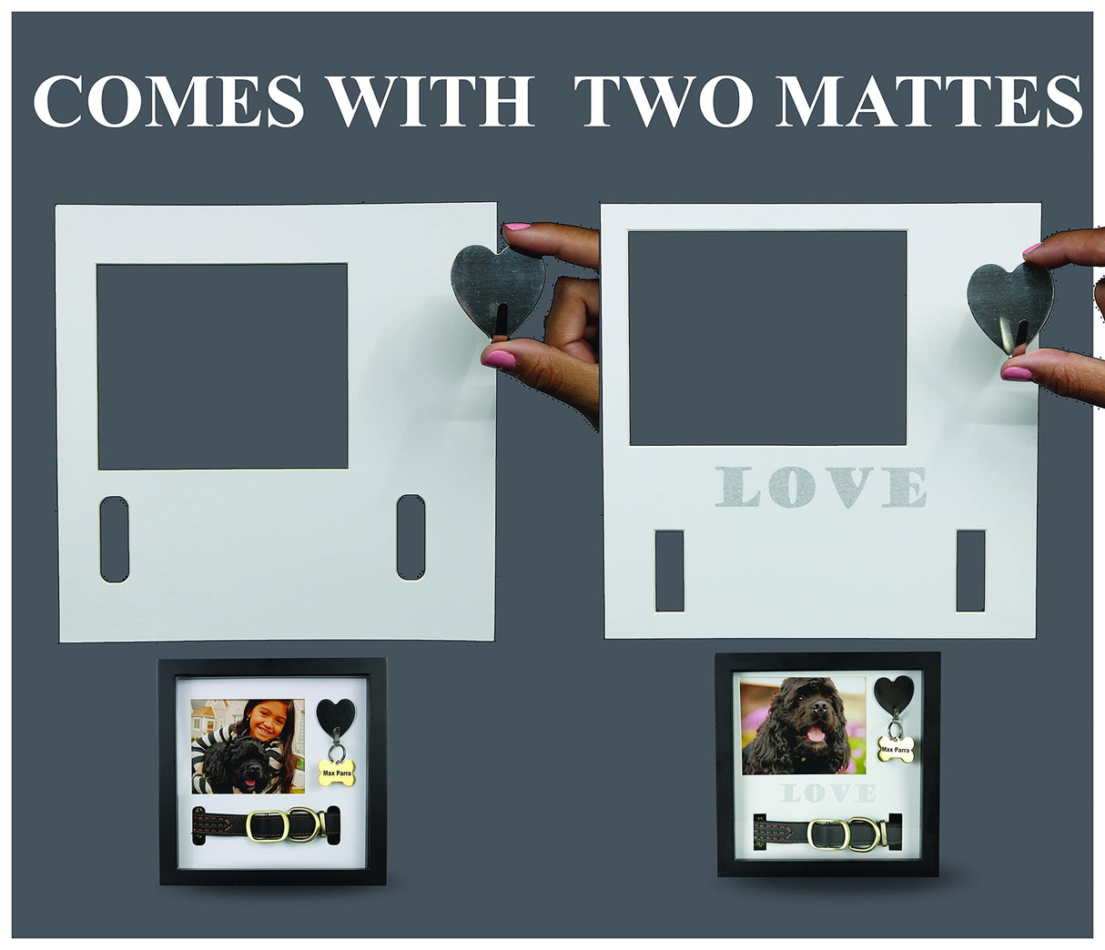 Daily Power-tivity Pet Memorial Picture Frame Shadow Box - Dog Gift Keepsake wCollar Mount and Heart Hook Forever In Memory, Remembrance Show Sympathy For Your BONUS TWO Mattes to choose from, Black Daily Power-tivity