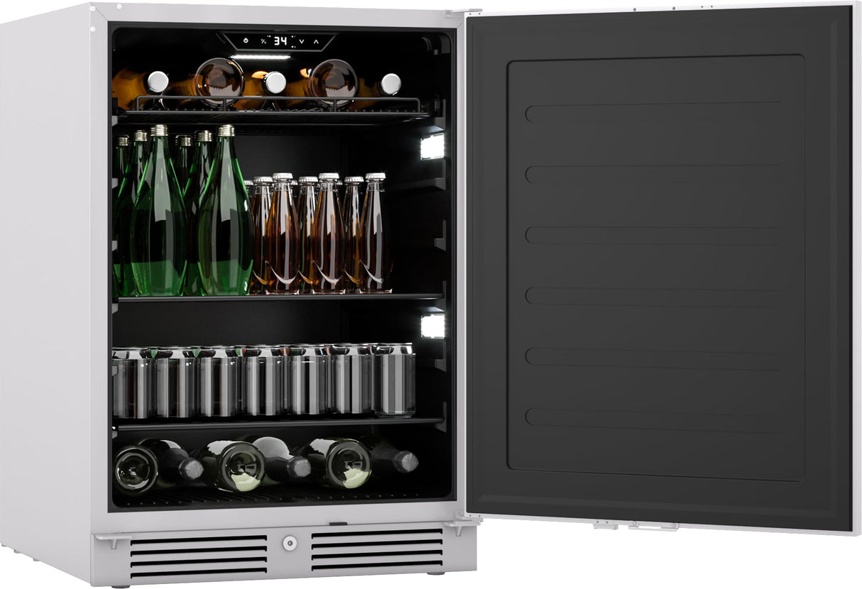 Zephyr Presrv 24 Inch Outdoor Wine Fridge & Beverage Refrigerator Single Zone Under Counter - Drink Chiller Freestanding Stainless Steel Door - 136 cans (Single-Zone Outdoor Wine & Beverage Cooler) Zephyr