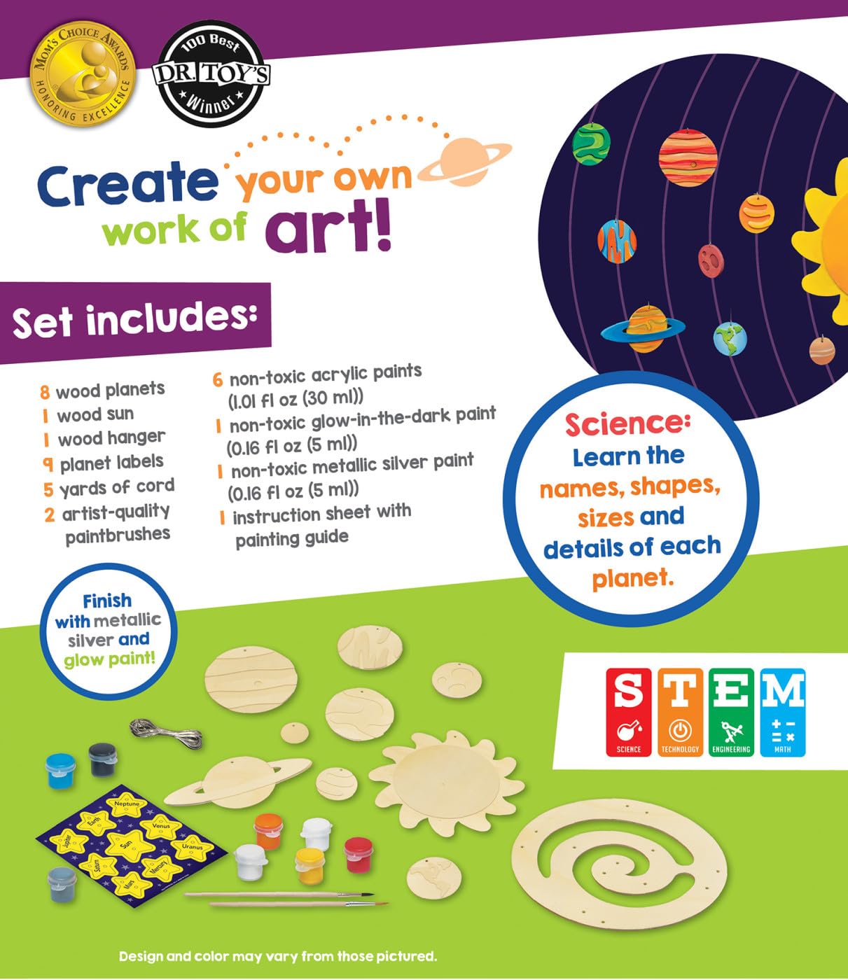 Works of Ahhh... Craft Set - Solar System Mobile Classic Wood Paint Kit Works of Ahhh...