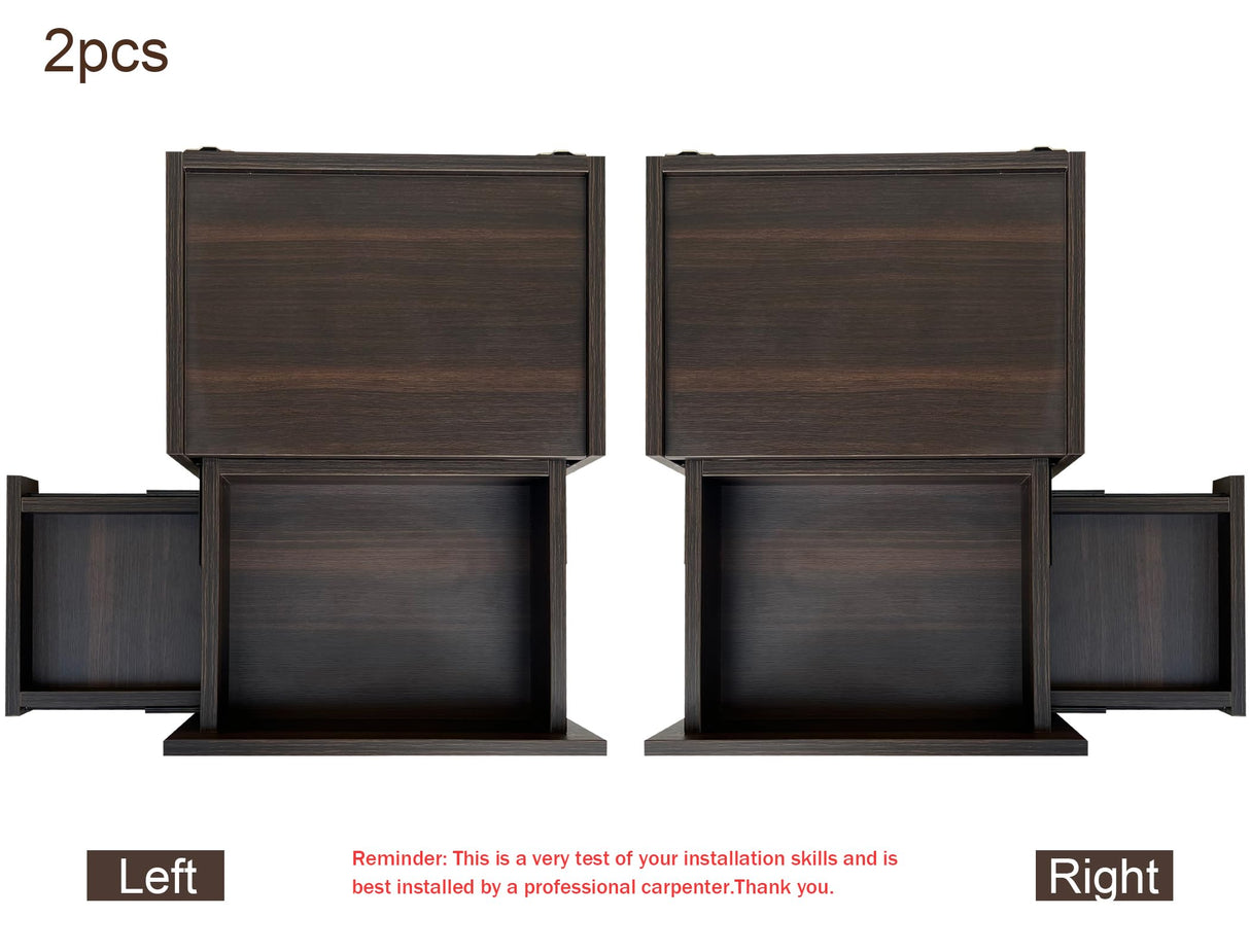 Lizipai 2pcs Floating Nightstand Wall Mounted, Concealment Furniture,Night Stand with Drawer, Hanging Bedside Table (Night Falls-Left+Right-Big) Lizipai