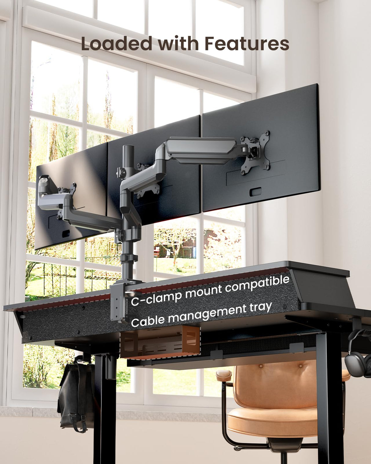 ErGear Electric Standing Desk with Drawers, 48" x 30" Height Adjustable Desk with Storage, 4 Memory Preset Computer Home Office Desk with Cable Management Tray, Black ErGear