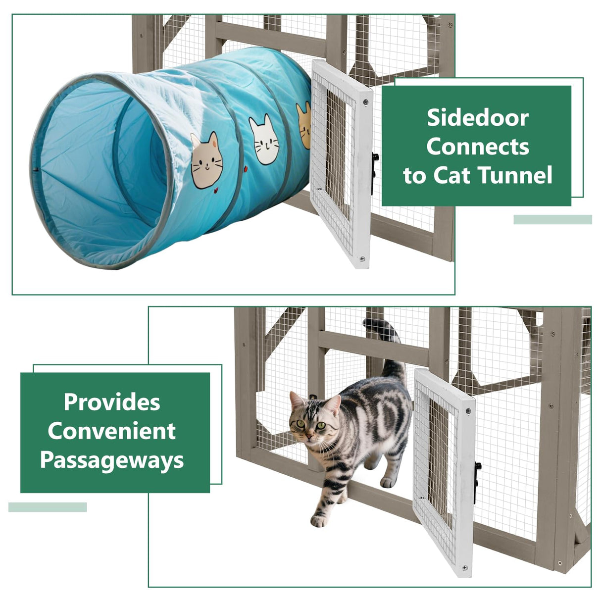 Catio Outdoor Cat Enclosure Large Cat House Catio Window for Mulitiple Cats Walk-in Kitty Cage with 5 Platforms 3 Access Doors Tarp Roof 67.7" H Magazoopet