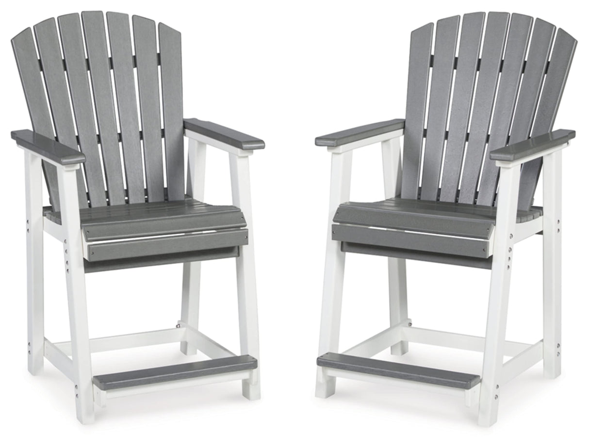 Signature Design by Ashley Outdoor Transville HDPE Patio Barstool, 2 Count, Gray Signature Design by Ashley