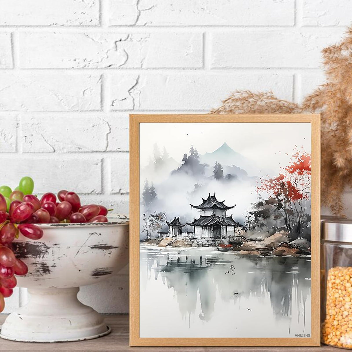 VNUIEHG Paint by Number Kits Chinese Ink Painting Landscape Canvas DIY Oil Painting, Adults Beginner with Brushes and Acrylic Pigment 16 x 20 inch (Without Frame) VNUIEHG