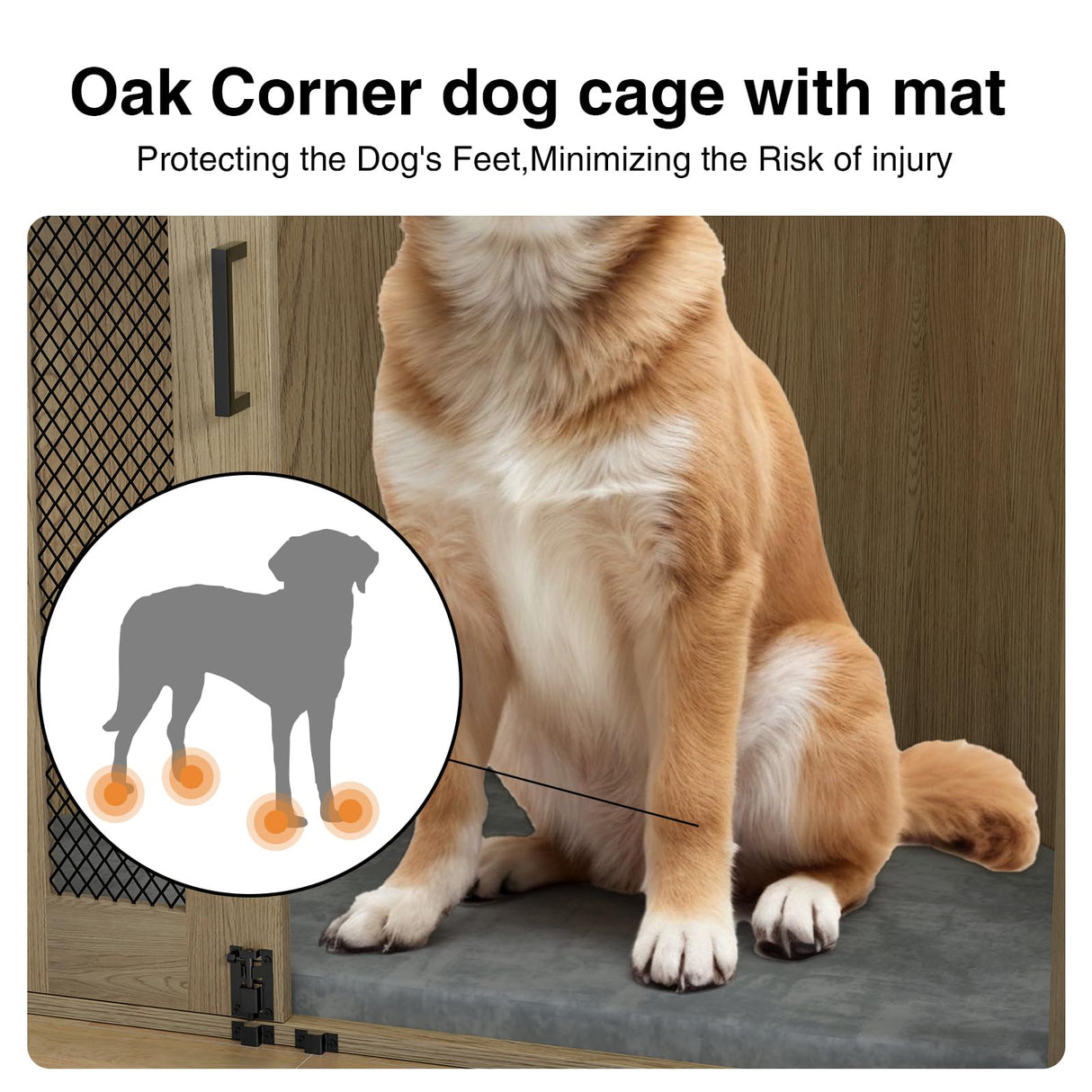 Corner Dog Crate Furniture - Dog Crate Cage for Small Medium Dogs, Wooden Indoor Aesthetic Puppy Kennel TV Stand, Modern Decorative Pet House Dog Cage, Light Oak Giluta