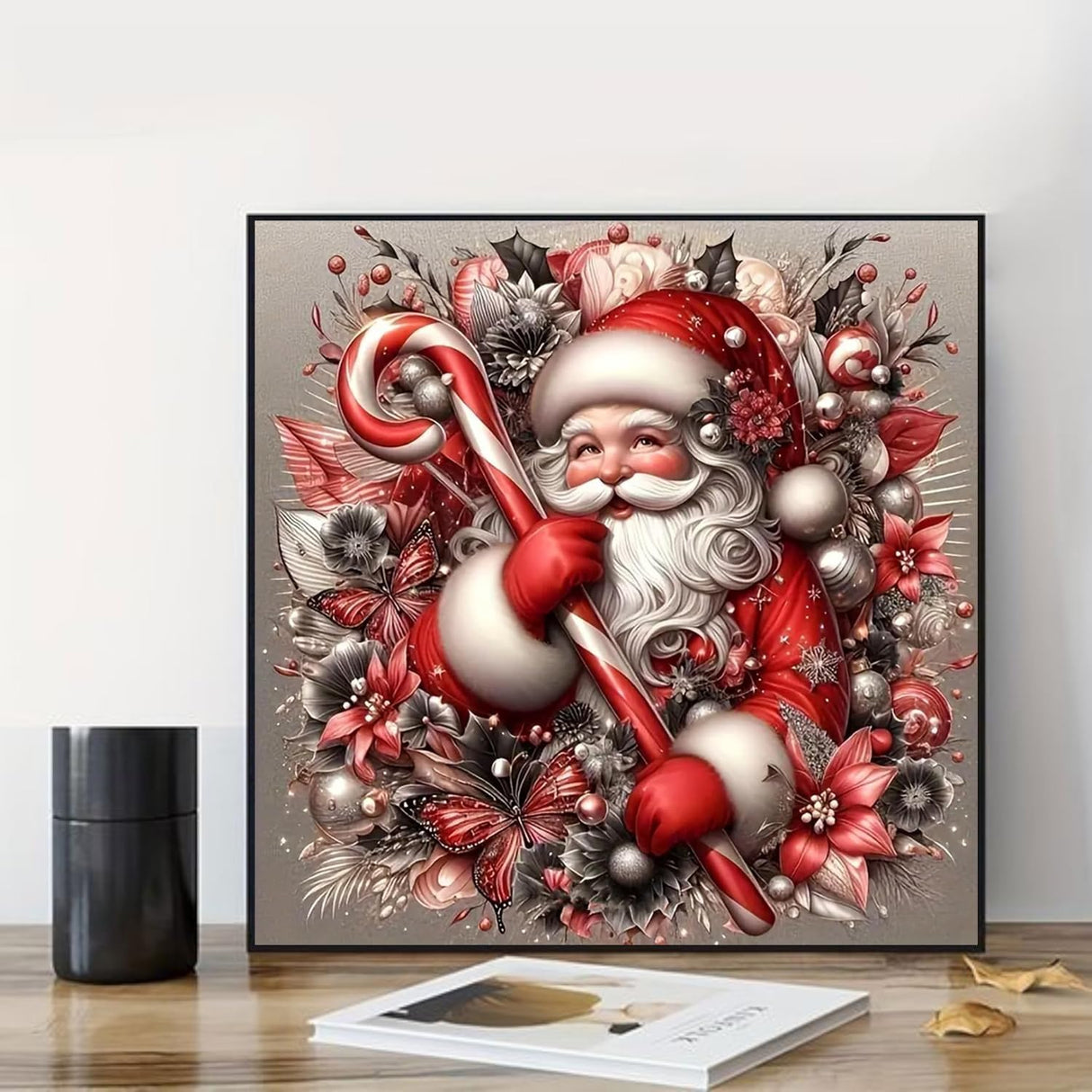 MjhRcll Christmas Paint by Numbers for Adults,DIY Christmas Santa Paint by Numbers Kits on Canvas,Winter Painting by Number for Home Wall Decor 16X16 Inch MjhRcll