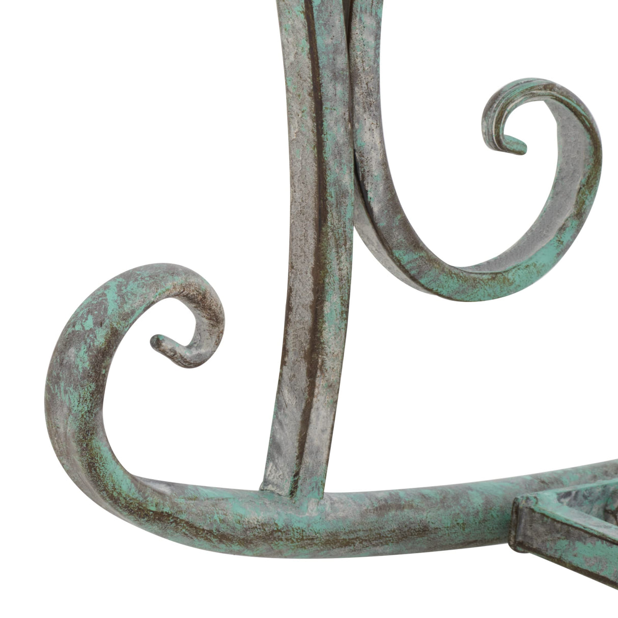 SAFAVIEH Outdoor Collection Ressi Victorian Antique Dark Green Wrought Iron Rock Bench SAFAVIEH