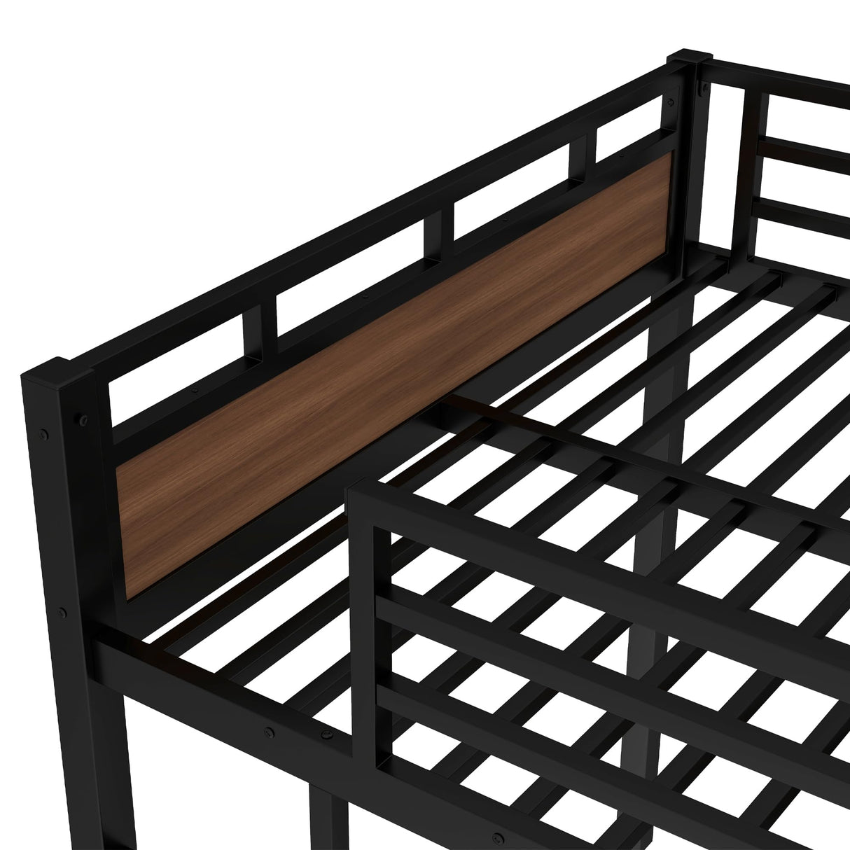 Full Over Full Bunk Bed with Headboard and Full Length Guardrail, Separable Bunk Bed Full Size, Heavy Duty Bunk Beds Can Turns Into Loft Bed and Platform Bed, Walnut Bellemave
