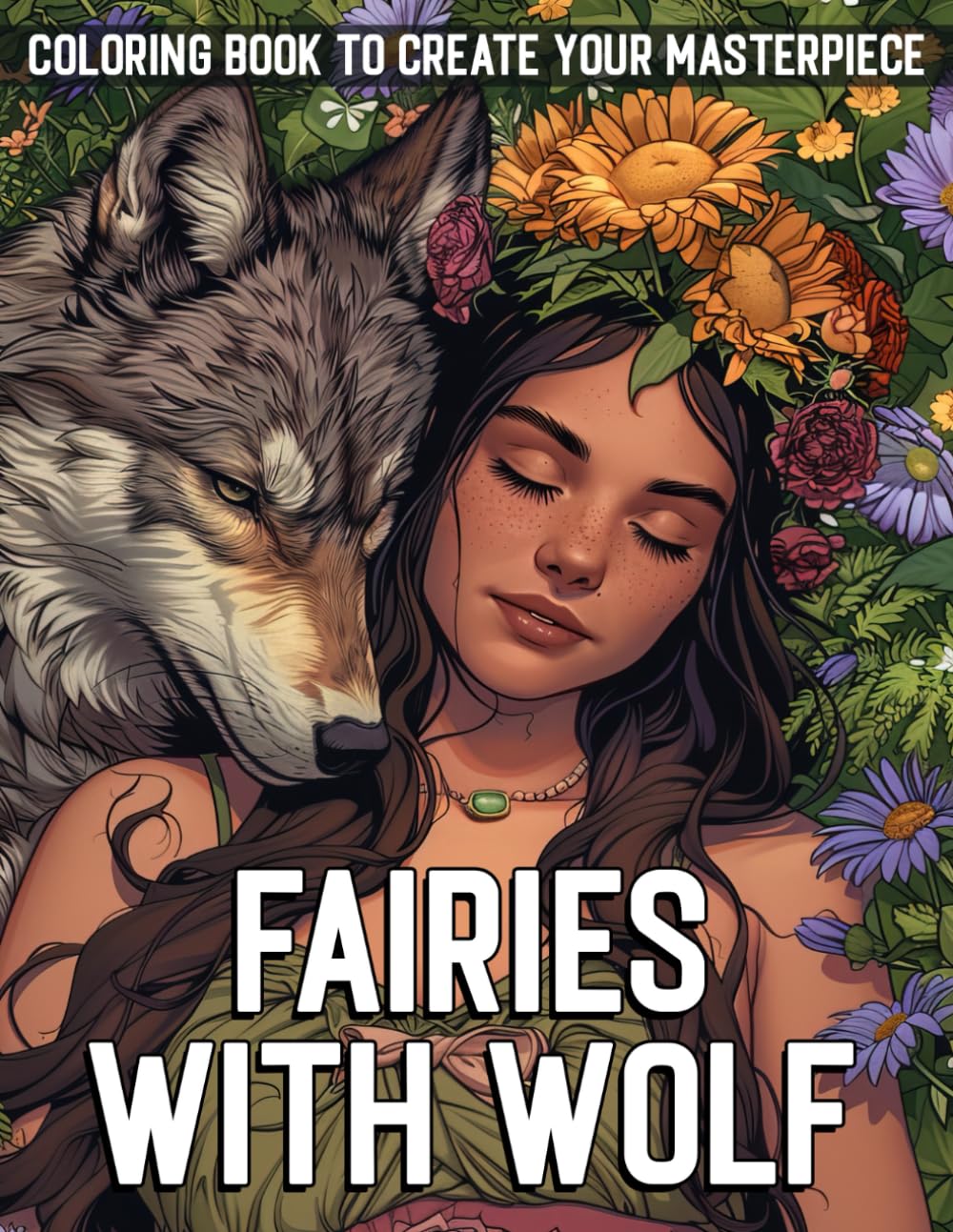 Fairies With Wolf Coloring Book: Explore the Magical with Captivating Elves and Wolves Coloring Pages for Teens Adults Relaxation & Fun Majosta
