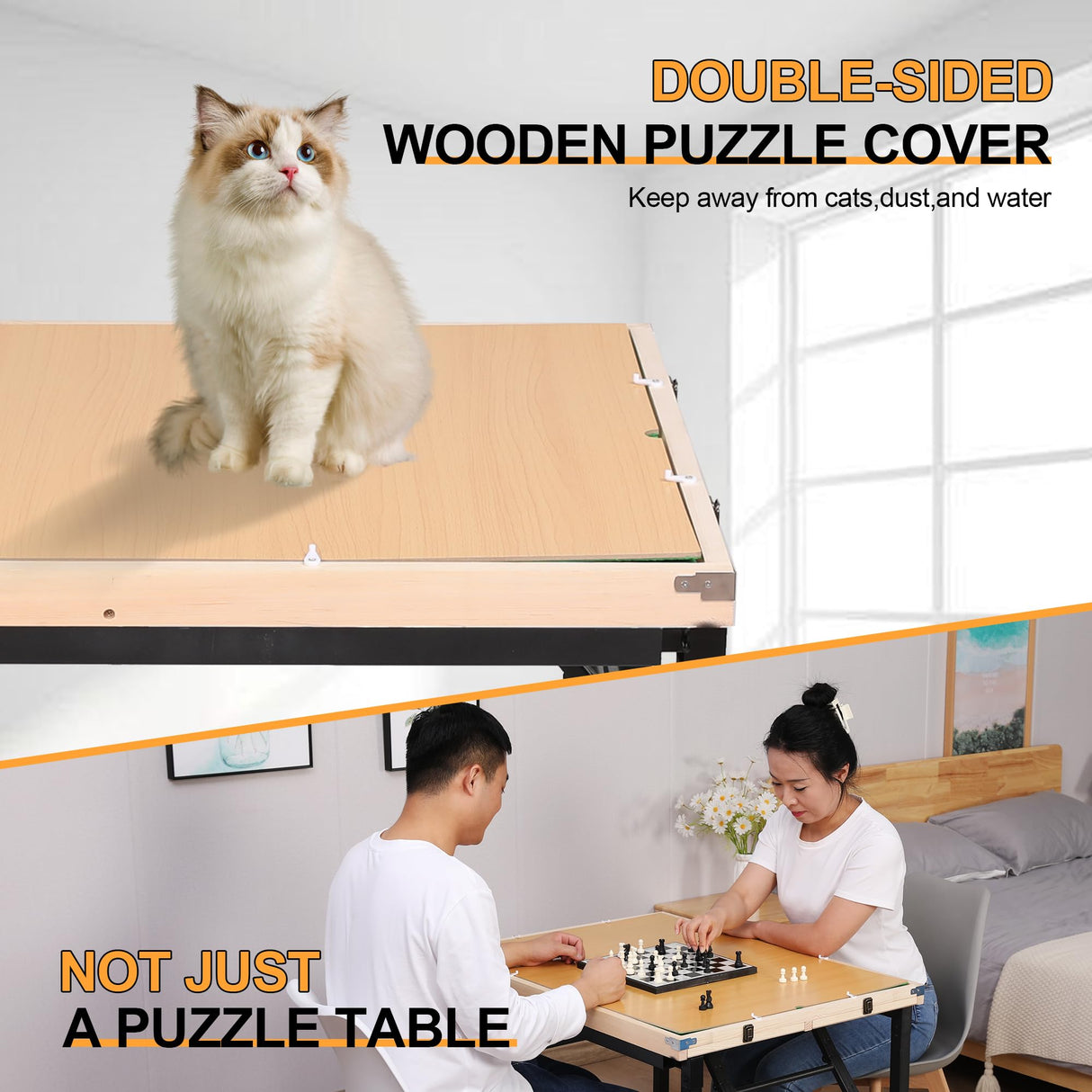 Jigsaw Puzzle Table for 1500 Piece with Drawers, Legs & Wheels Adjustable Height Puzzle Tables for Adults Folding & Tilting Puzzle Board for Mother's Day Birthday Gift BittPicc