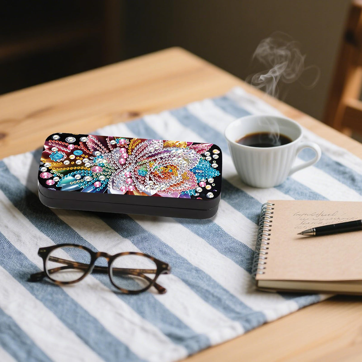 JZHYOAN Diamond Art Painting Eye Glass Case Portable Sunglasses Glasses Storage Box DIY Flower Travel Sunglass Handmade 5D Diamond Art Kit for Adults Gift Indoor Outdoor JZHYOAN