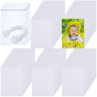 100 Pieces Sublimation Air Fresheners Blanks Sheets Car Scented Hanging Sheets DIY Felt Air Freshener Rectangle Fragrant Sheets with 100 Pieces Bags and Rope for Most Car Decoration