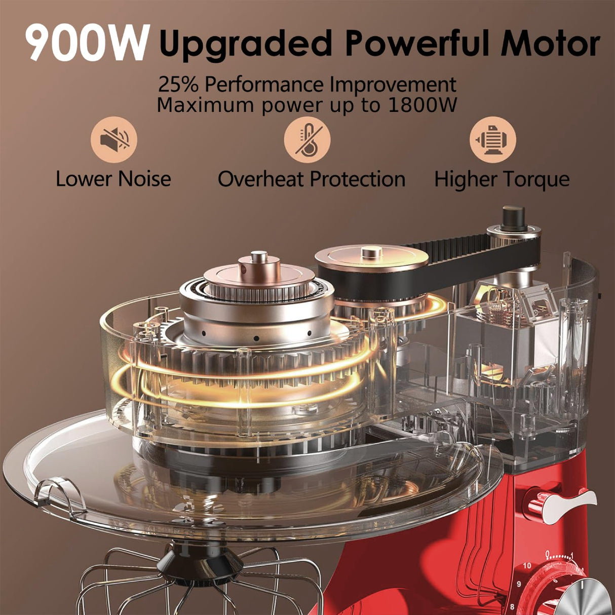 Kitchen in the Box Stand Mixer, 900W 8.5 QT Kitchen Electric Mixer, 10-Speed Large Capacity Tilt-head Food Mixer with Dough Hook, Wire Whip, Flat Beater & Splash Guard (Red) Kitchen in the box