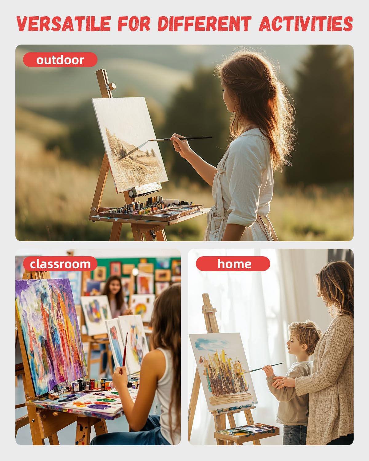 Simetufy Canvas for Painting 32 Pack Paint Canvas Boards for Kids 8pcs of Each 5x7, 8x10, 9x12, 11x14 100% Cotton for Acrylic Watercolor Paint Simetufy