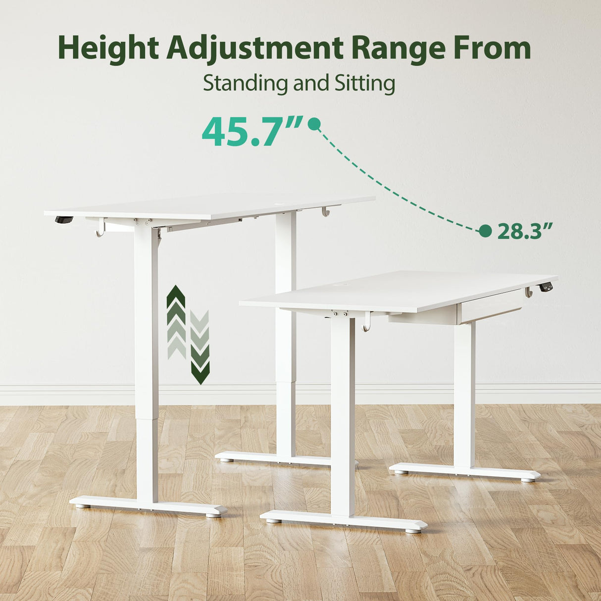 Agilestic Adjustable Height Electric Standing Desk with Storage Wooden Drawer, 55 x 24 Inches Stand Up Home Office Computer Gaming Table for Work Office Home,White Agilestic