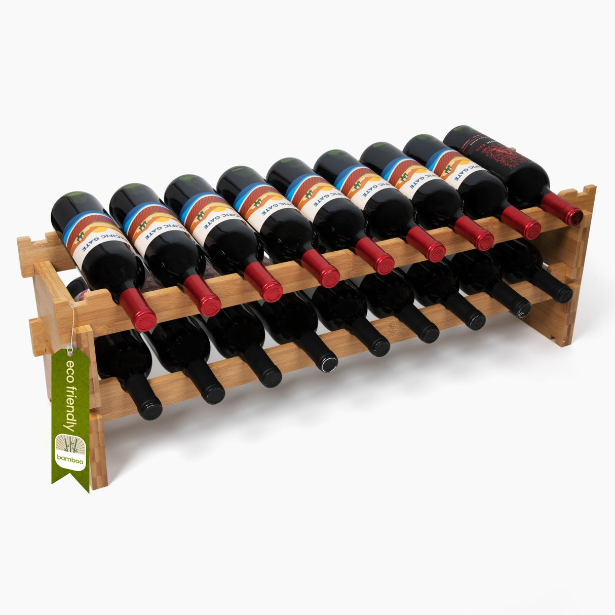 DECOMIL - 18 Bottle Wine Rack | Wine Rack Stand | Modular and Stackable | Wine Bottle Organizer for Countertop (9 Bottle) DECOMIL