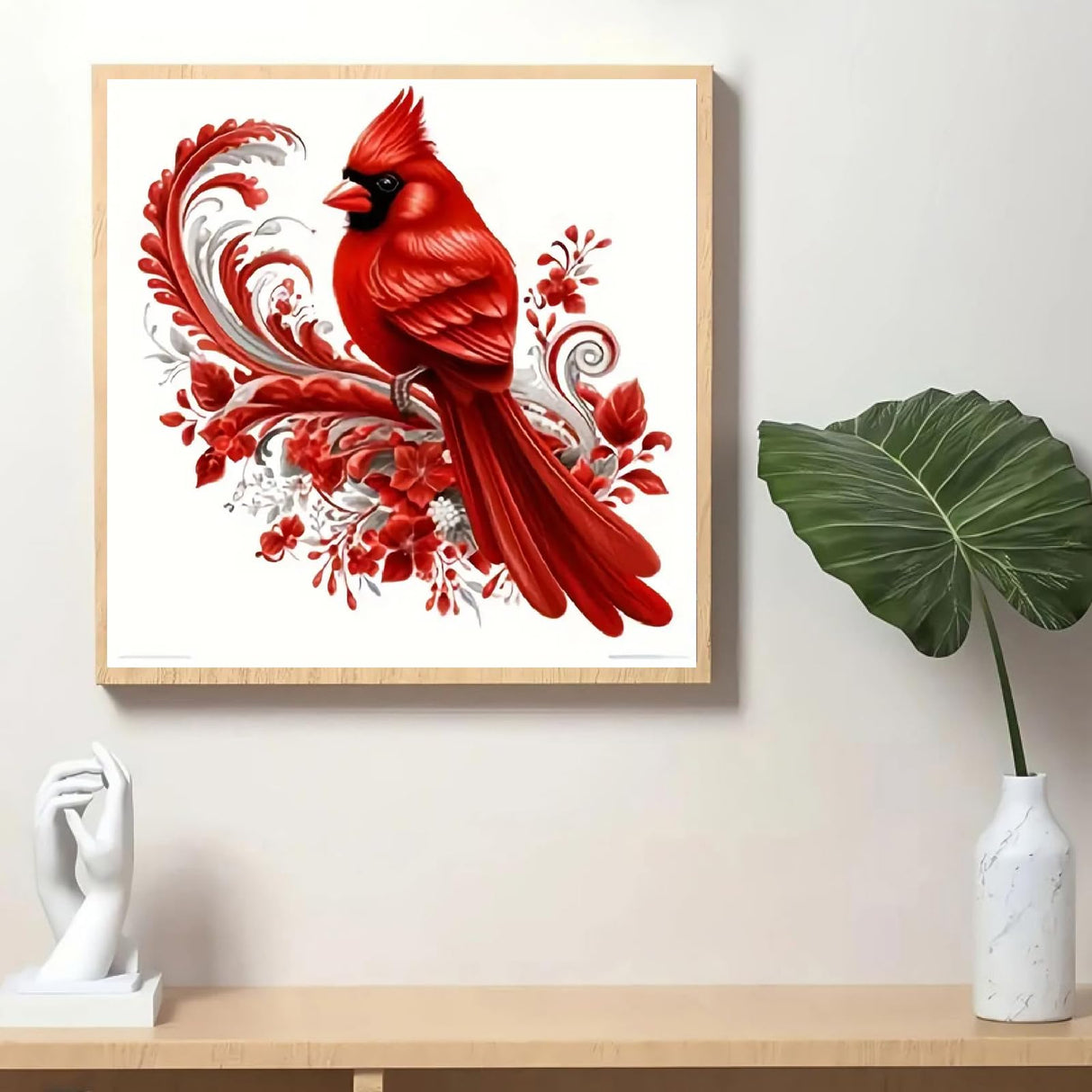 STGLCR Diamond Art Painting Kits for Adults, Cardinal Birds Diamond Art Kits for Beginners, DIY Winter Gem Art Craft Full Drill Diamond Painting Kits for Home Wall Decor 12x12inch Red Bird Flower STGLCR