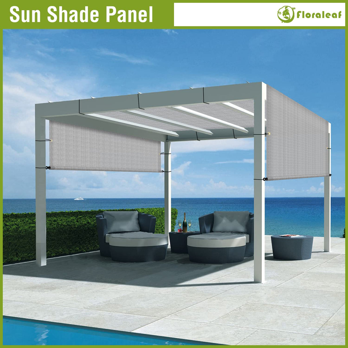 FLORALEAF 6'×15' Pergola Shade Cover Universal Replacement Canopy for Outdoor Patio Porch Backyard Gazebo with Grommets Weighted Rods FLORALEAF
