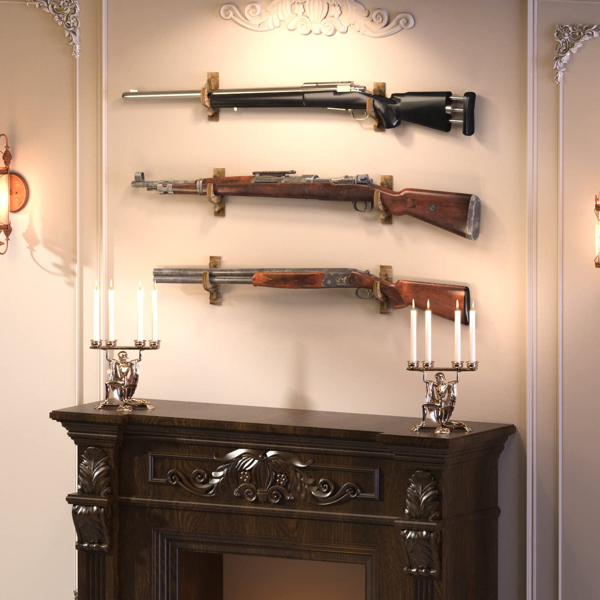 DGWJSU Gun Rack Wall Mount, Solid Wood Gun Racks for Wall Hold Up & Display Shotgun Rifle Sword Bow Firearm, Real Hardwood Gun Wall Hangers DGWJSU