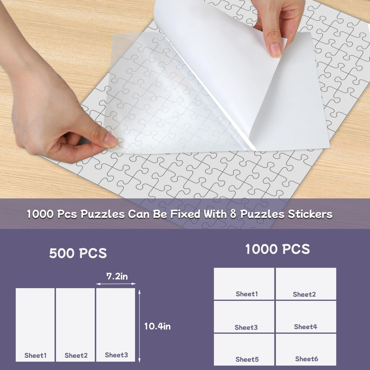 Adhesive Puzzle Saver Sheets, 8pcs Puzzles Glue Sheets, Peel and Stick Puzzle Sticker Sheets Preserve 1000 Pieces Jigsaw Puzzles in Minutes KIAFUM