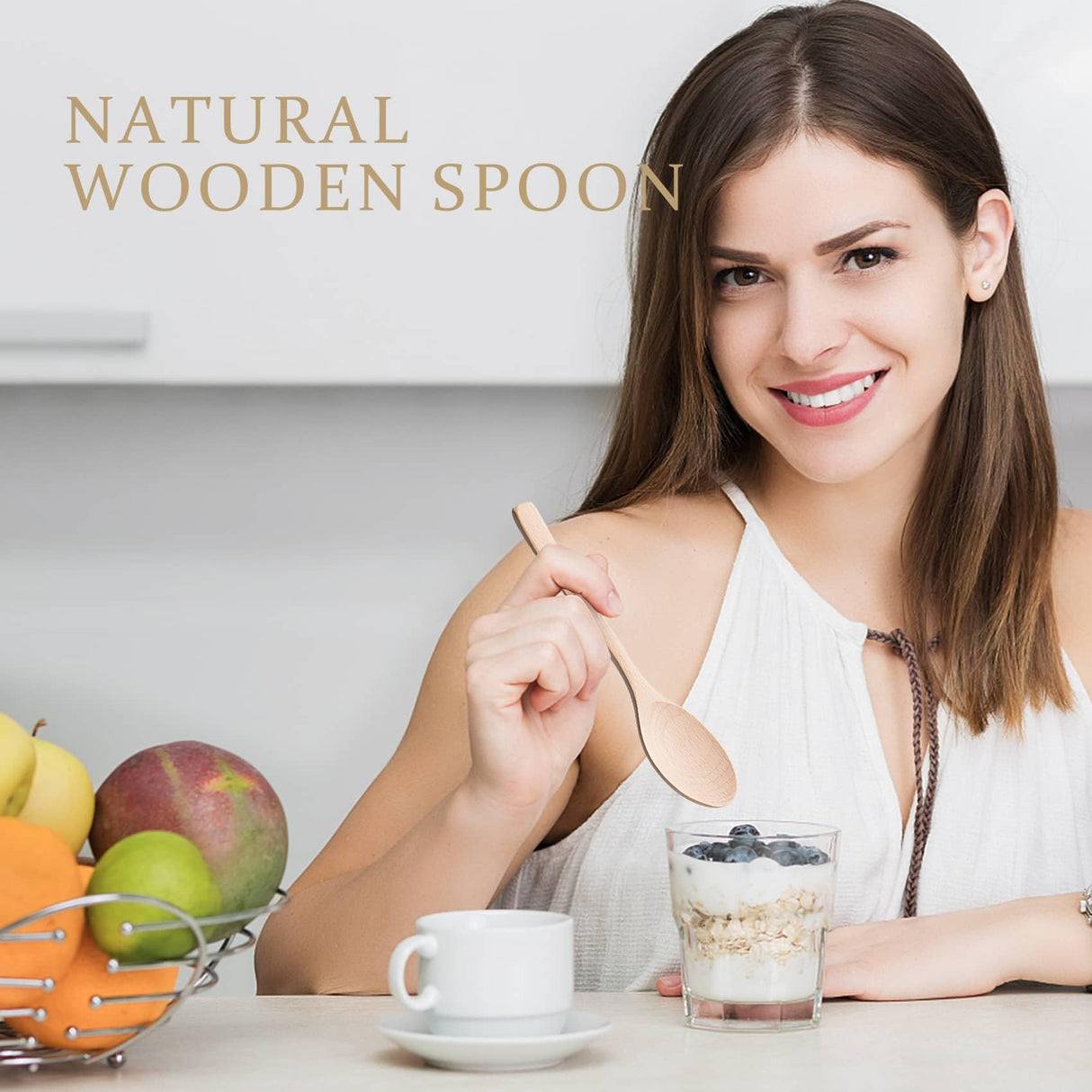 Hefild 7.3inch Small Wooden Spoons, 6PCS Uncoated Beech Plain Small Wooden Spoons Set, Table Spoons for Present Honey, Serving, Eating, Soup, Chocolate, Coffee, Tea Hefild