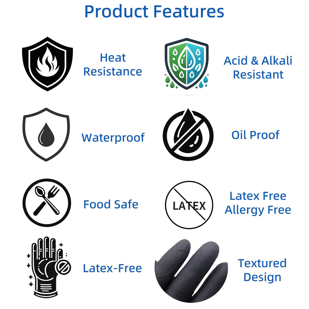 FayLongSky Disposable BBQ Gloves, 100 Count Nitrile Gloves & 4 Cotton Glove Liners, Powder-Free Latex-Free (Large) FayLongSky