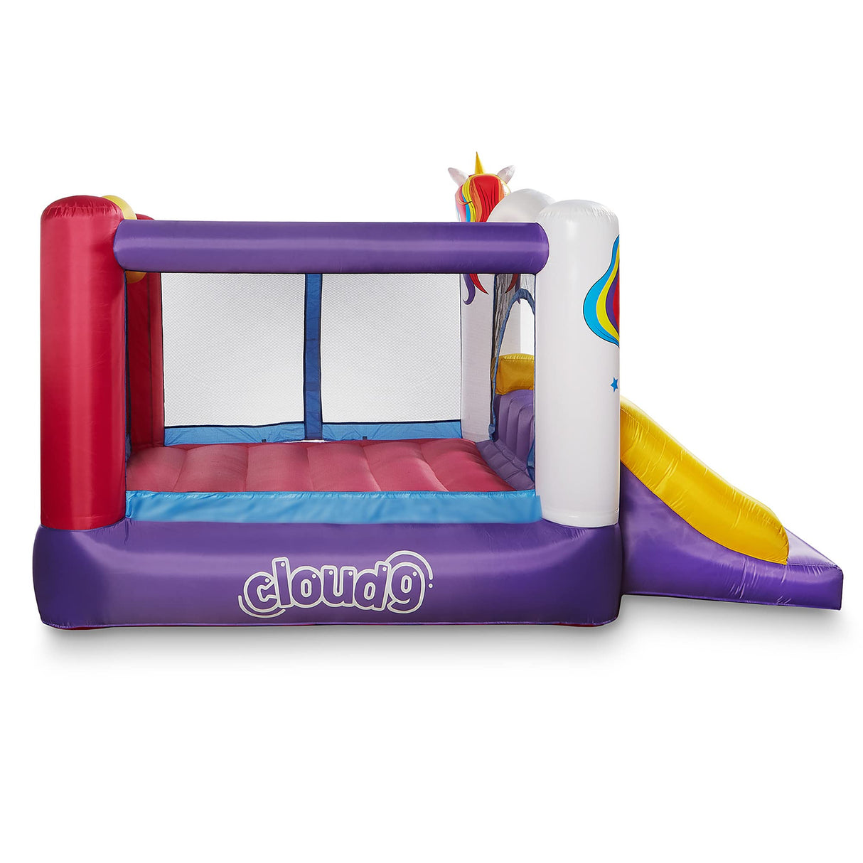 Cloud 9 Inflatable Bounce House and Blower, Unicorn Theme Bouncer for Kids with Slide, Includes Stakes and Repair Patches Cloud 9