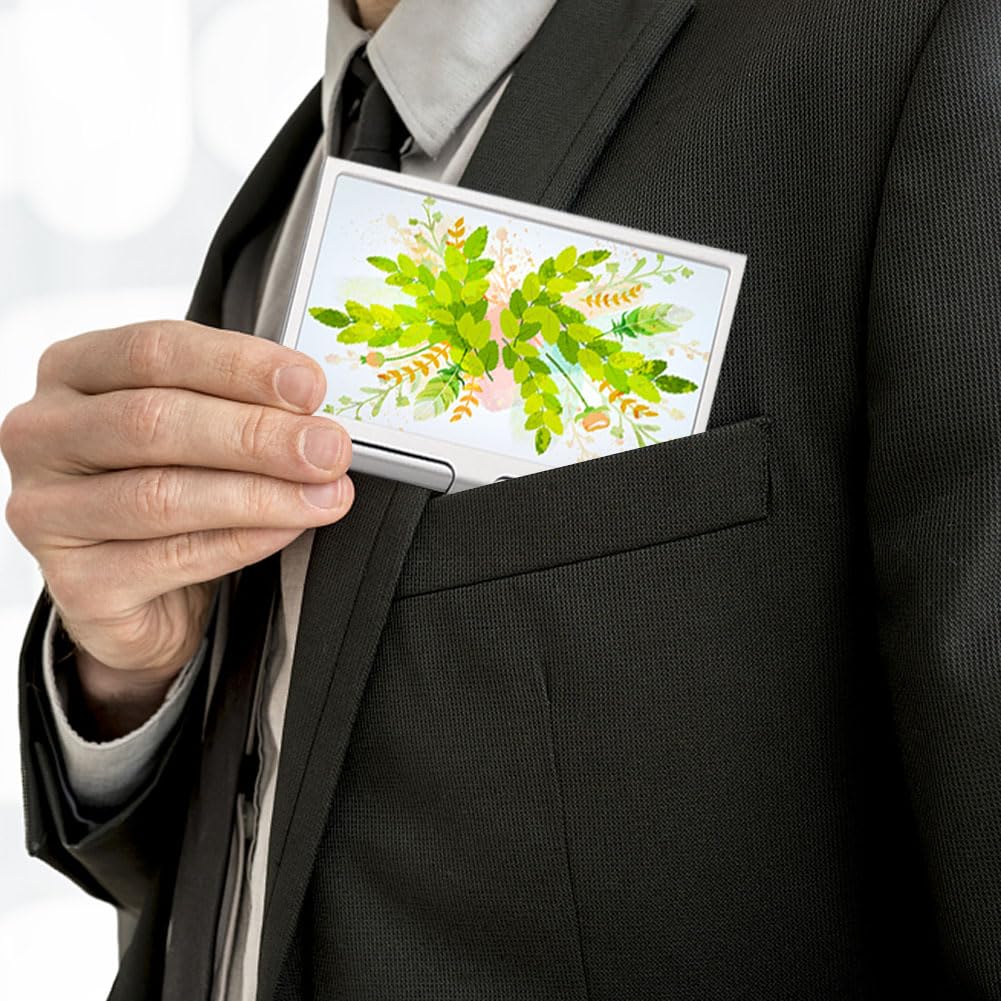 ZUYYON 4 Pcs Sublimation Blank Business Card Holder Metal Organizer Card Case Pocket Heat Transfer Blank Card Carrier Case DIY Business Card Case for Men Women ZUYYON