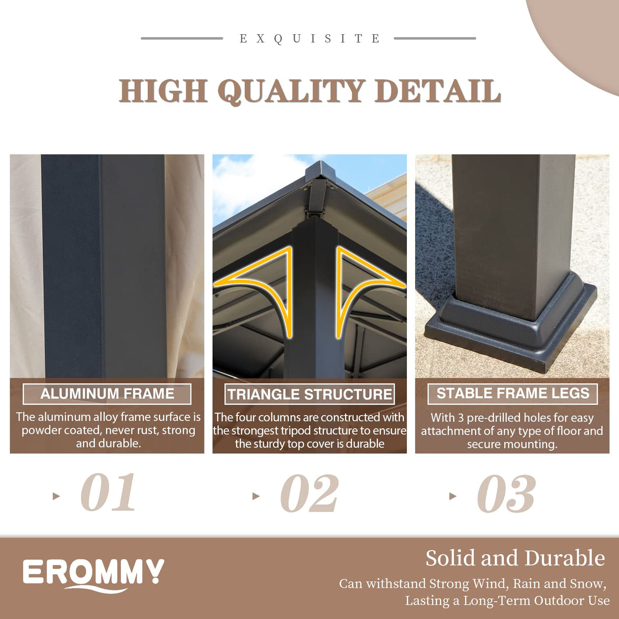 EROMMY 10' x 12' Metal Steel Gazebo, Outdoor Aluminum Hardtop Canopy with Netting and Shaded Curtains, Double Roof Pergolas, Permanent Metal Pavilion for Patio, Backyard, Deck, Lawn, Poolside EROMMY