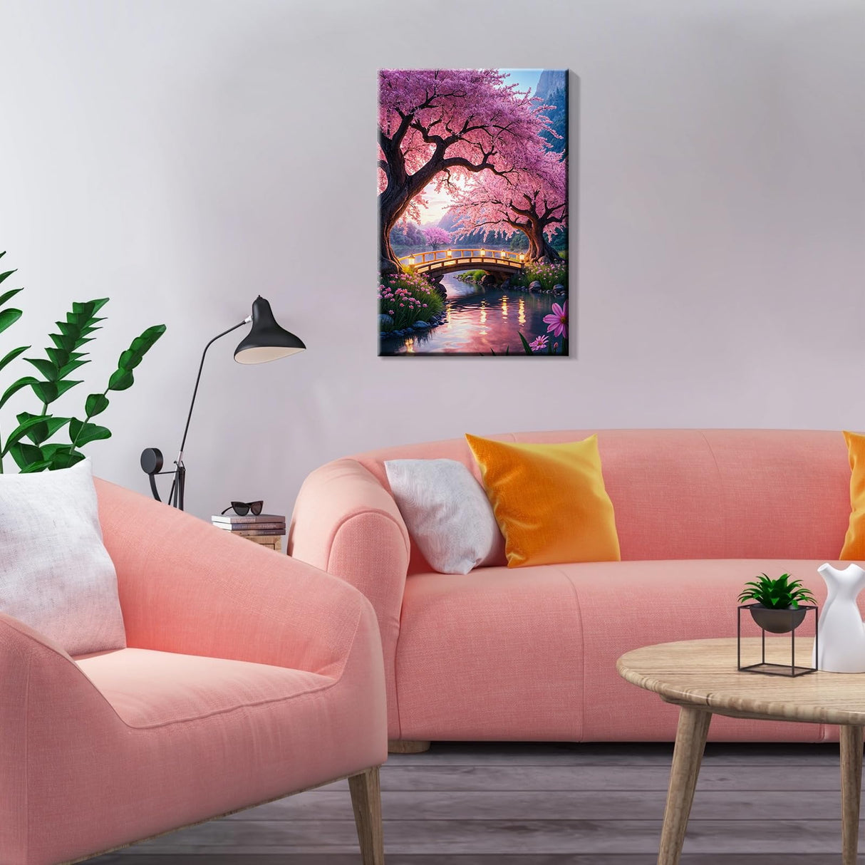 JOOZ Paint by Numbers Kit for Adults with Frame Moon Paint by Number with Easel Tree Adult Paint by Number Kits Framed Canvas Mountain Waterfall Oil Painting Kits for Gift Home Wall Decor 8x12 Inch JOOZ