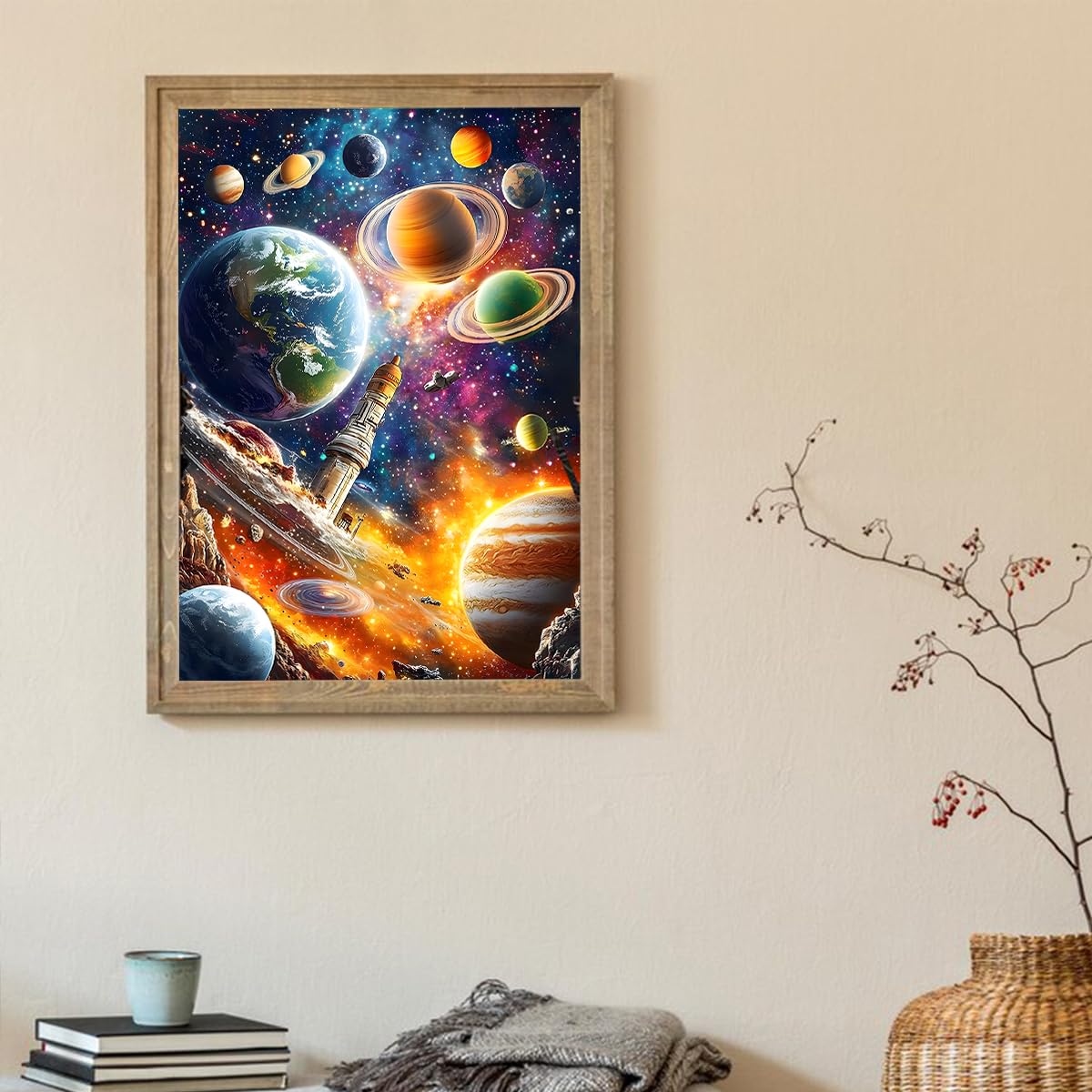 Ohhvvow 5D Earth & Planets Diamond Art Kit for Adults, 12x16 Inch Solar System Diamond Painting with Canvas, DIY Full Drill Gem Craft Kits, Home Wall Decor, Gift for Space & Sci-Fi Lovers Ohhvvow