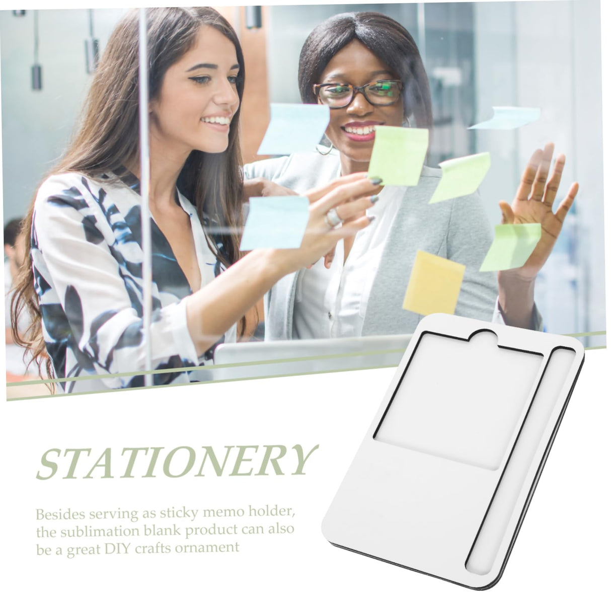 ORFOFE Sublimation Note Pad Sublimation Blanks Memo Pads Sticker Holder Sticky Memo Note Tray Sticky Memo Note Holder Note Pads Memo Sticker Holder Memorandum Decorate Wooden ORFOFE