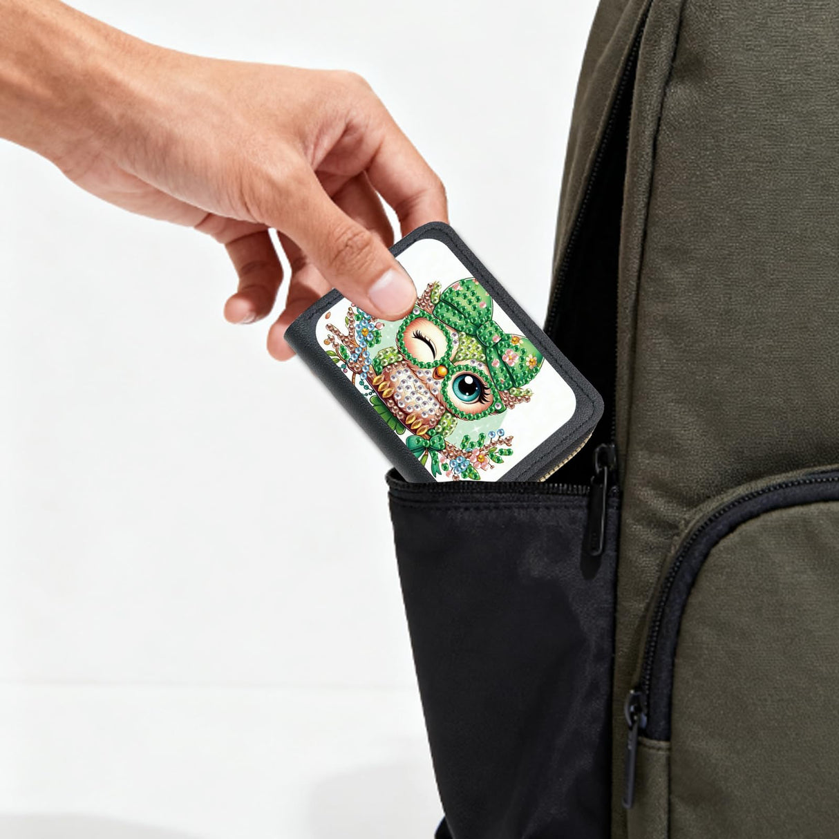 JISHSHAY Diamond Painting Credit Card Holder Owl Diamond Art Credit Card Wallet Animal Gem Art Wallet Animal Gem Painting Coin Purse Owl Mosaic Kits for Adults Billfold Embroidery Kit Billfold JISHSHAY