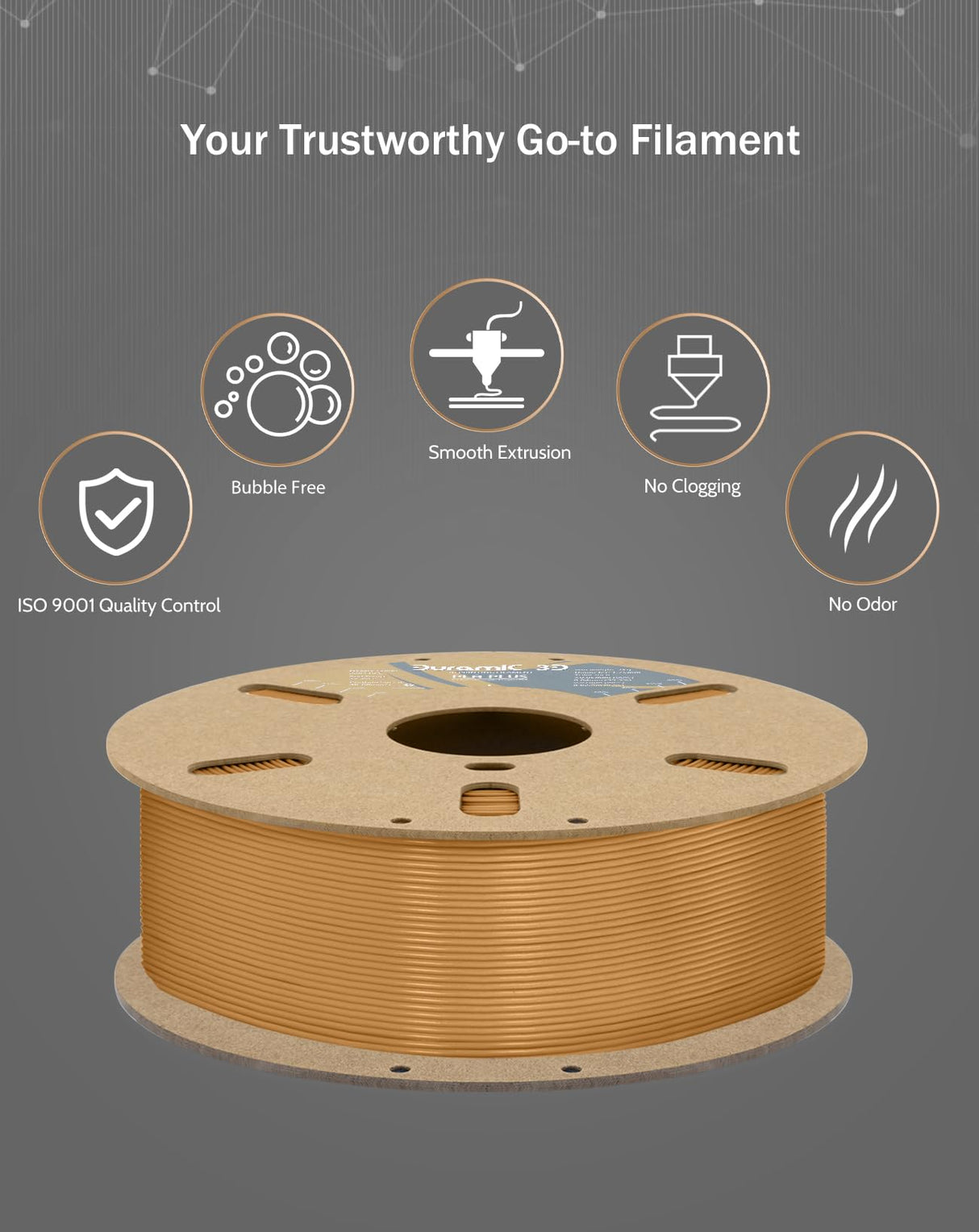 DURAMIC 3D PLA+ Filament 1.75mm 1Kg Light Brown, PLA Plus 3D Printer Filament 1Kg Spool(2.2lbs) PLA Pro Tougher and Stronger, Dimensional Accuracy Probability +/- 0.02mm DURAMIC 3D