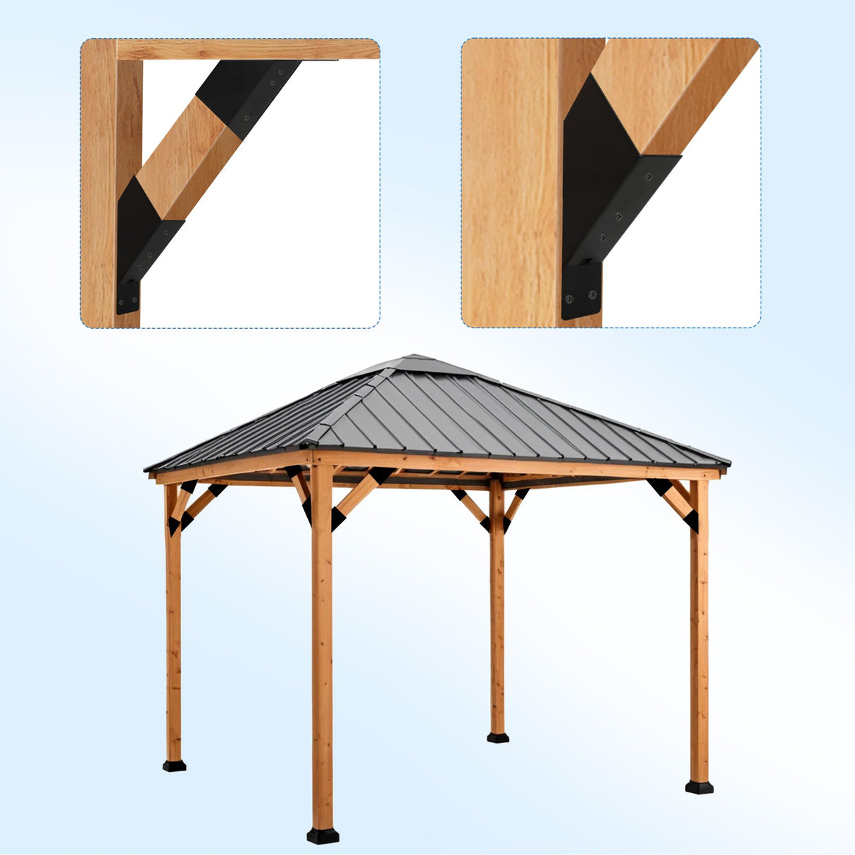 8 PCS 45-Degree Angle Pergola Bracket, Angle Support Bracket Pergola Brace, for 2''x4'' Lumber, Heavy Duty Connector Brace with Drainage Holes, for Gazebo Patios Pergolas Yards Sheds Riyhch