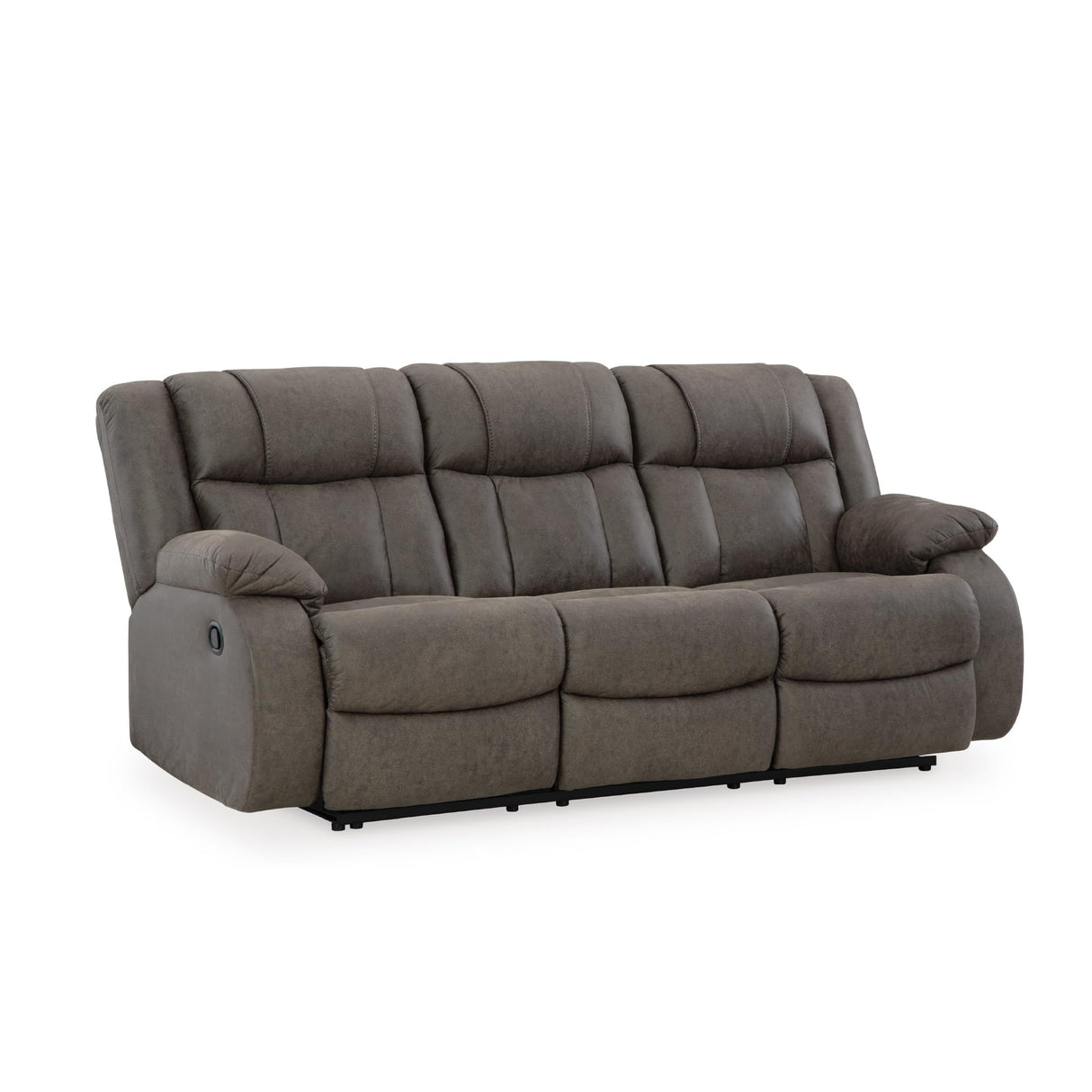 Signature Design by Ashley First Base Contemporary Faux Leather Manual Reclining Sofa, Gray Signature Design by Ashley
