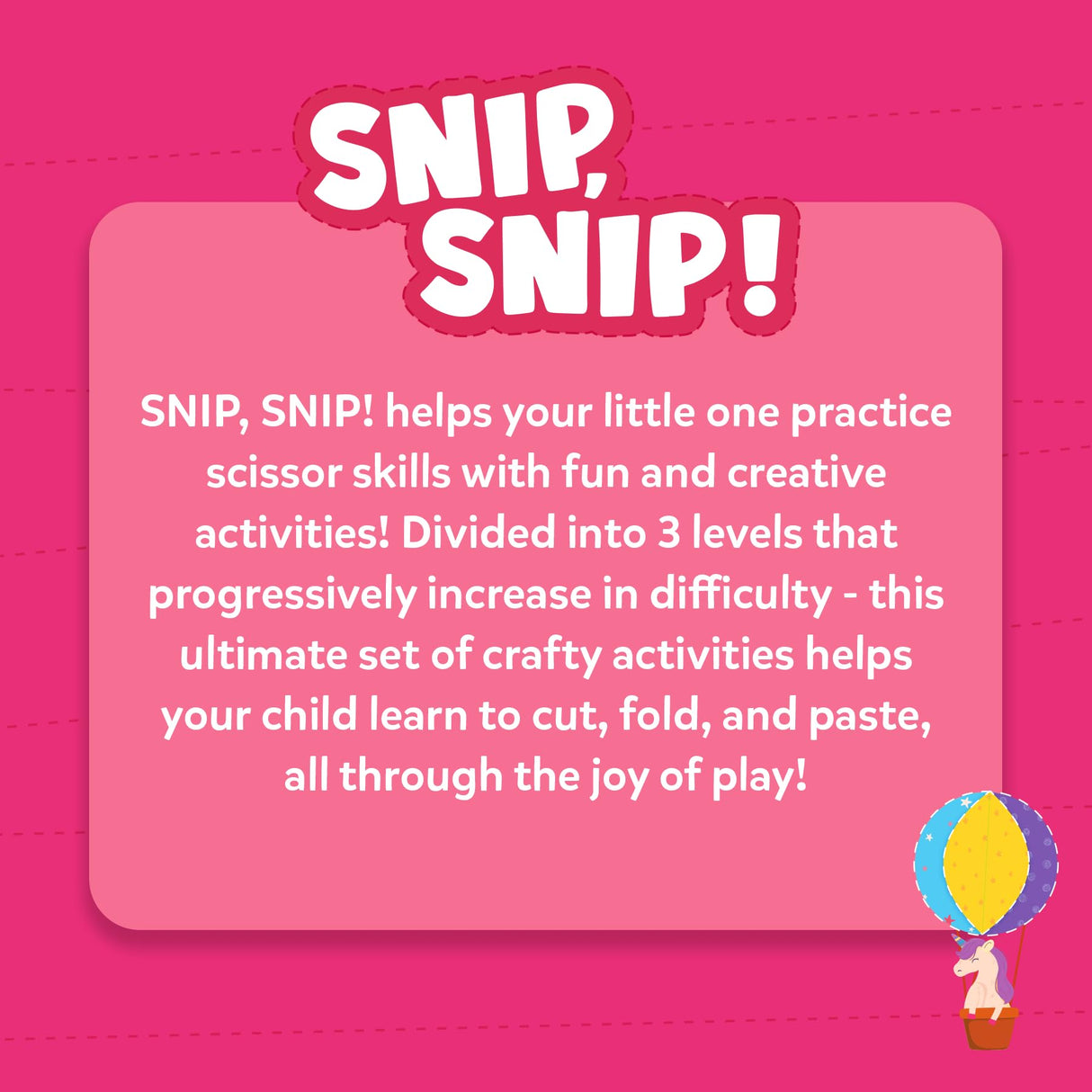 Skillmatics Scissor Skills Activity Book - Snip Snip, 25 Fun Cutting & Creative Activities for Preschoolers, 2 Child-Safe Scissors, Fine Motor Skills Craft Kit, Gifts for Kids Ages 3, 4, 5, 6, 7 Skillmatics