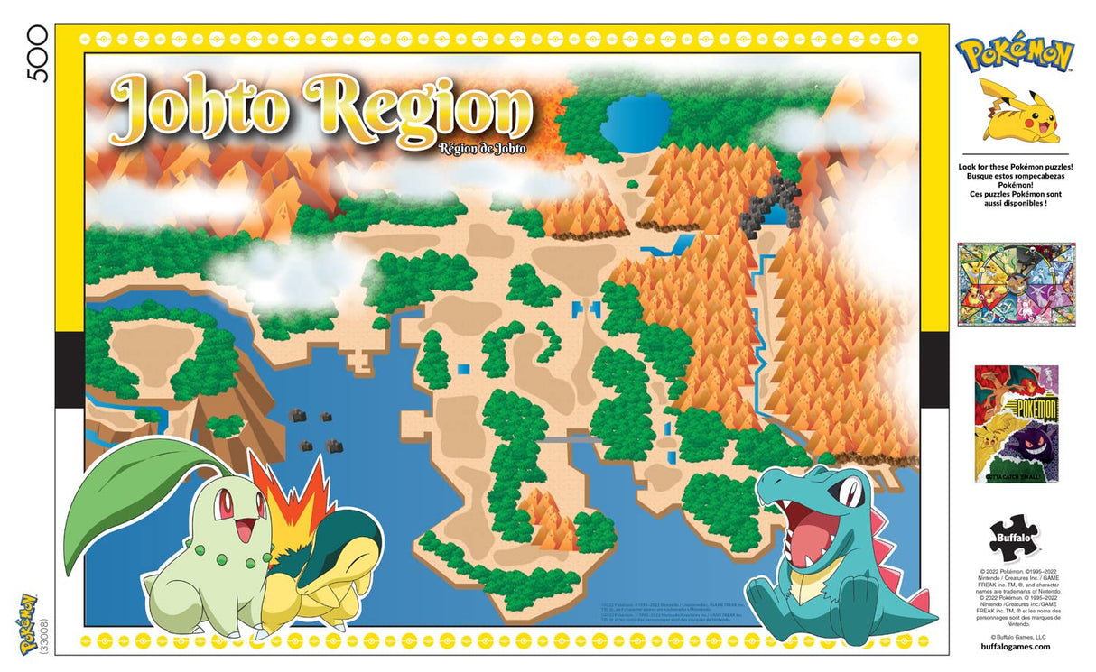 Buffalo Games - Pokemon- Johto Region - 500 Piece Jigsaw Puzzle for Adults -Challenging Puzzle Perfect for Game Nights - Finished Size is 21.25 x 15.00 Buffalo Games
