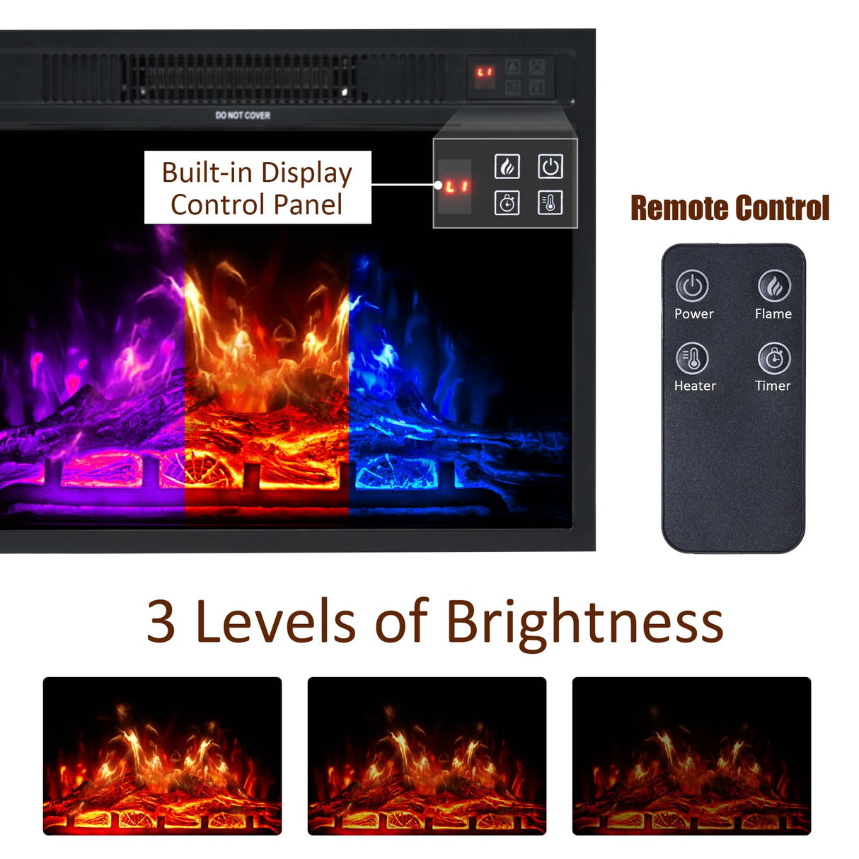 AMERLIFE Fireplace TV Stand with Sliding Barn Door for TVs up to 73", Farmhouse 63" Fireplace Entertainment Center with Storage Cabinets/Adjustable Shelves, Distressed White & Barnwood AMERLIFE