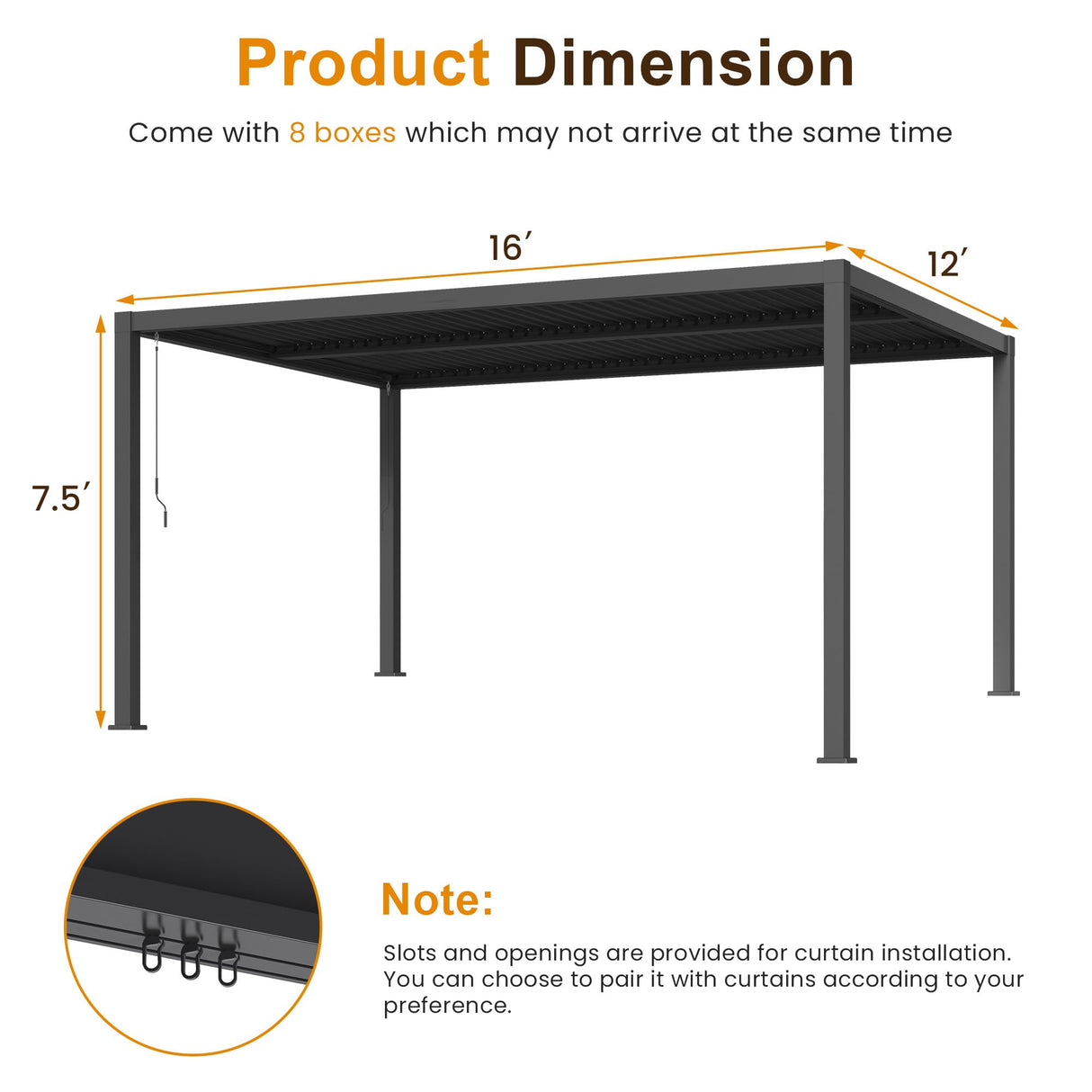 FansaFurn Louvered Pergola 12'x16', Full Aluminum Outdoor Pergola with Adjustable Rainproof and Gutter System, Hardtop Gazebo for Patio, Deck, Garden, Yard, Black FansaFurn