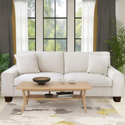 DOPEDIO Modern Living Room Chenille Recliner Sofa Small Sofa,loveseat Sofa,Removable Sofa Cover Space Spring Cushions and Solid Wood Frame, Easy to Install (71.25inch,Beige)