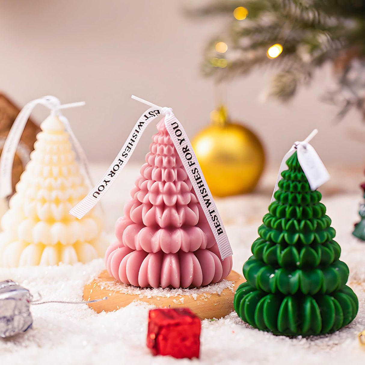 Japleed 3D Tree Candle Silicone Molds, Origami Christmas Tree Silicone Molds for Epoxy Resin Casting Clay Candle Soap Wax Concrete, Unique Christmas Ornament Molds for DIY Art Craft Table Home Decor japleed