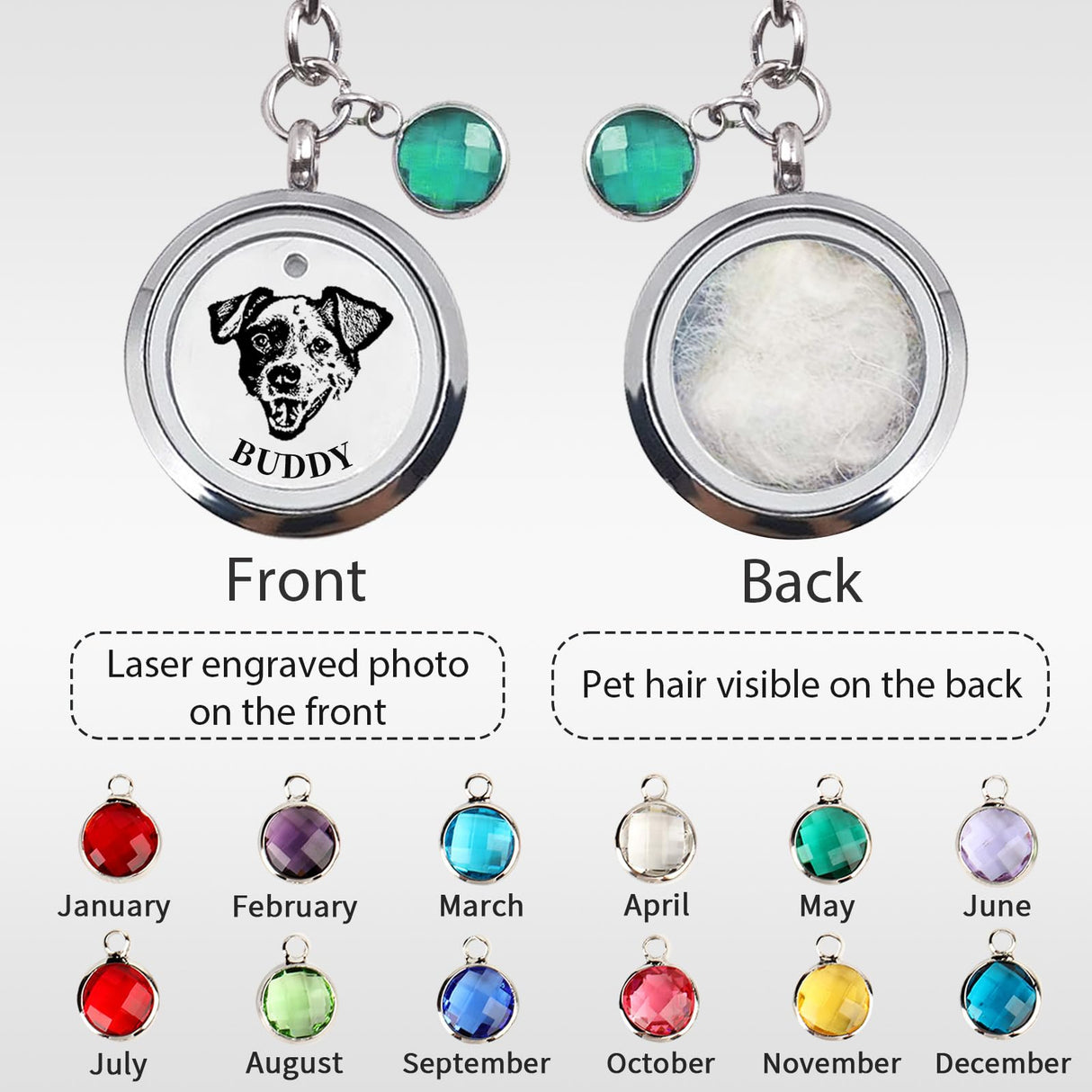Overket Custom Furever Keychain with Photo & Name, Personalized pet hair keepsake fur locket keychain, Pet Memorial Keepsake Keychain Gifts, Loss of Dog Sympathy Gift (Pet Fur Keepsake) Overket