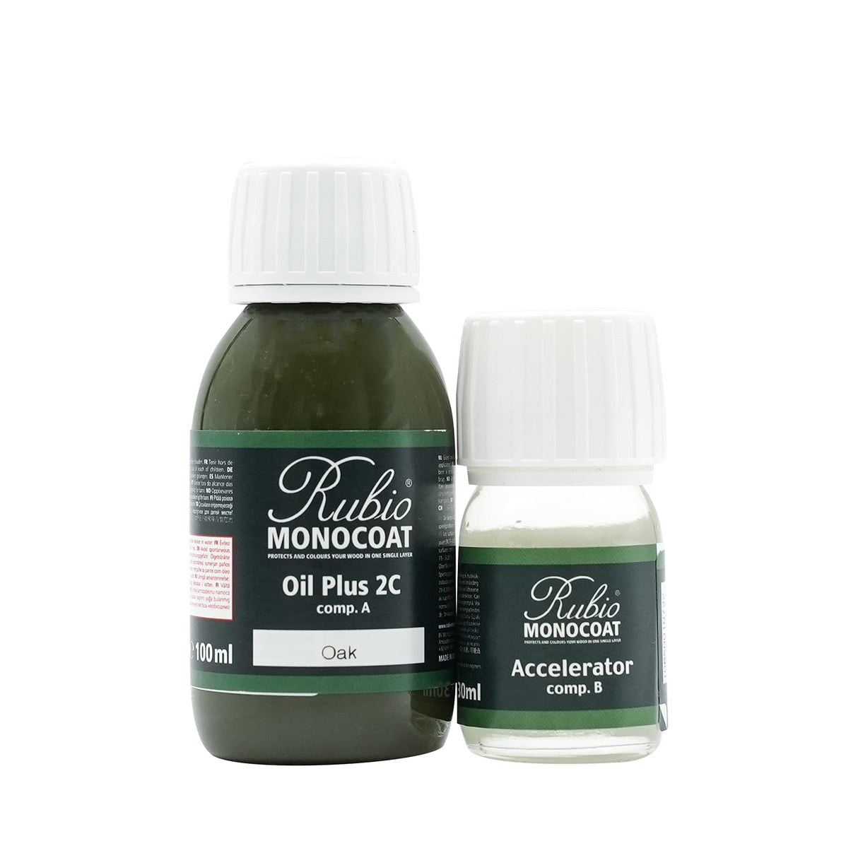 Rubio Monocoat Wood Stain & Finish 65 ft² - Oak | Oil Plus 2C | Quick-Dry, Eco-Friendly Linseed Wood Oil for Indoor Use, Includes Accelerator (Part B) | Protector | 130 ml Rubio Monocoat