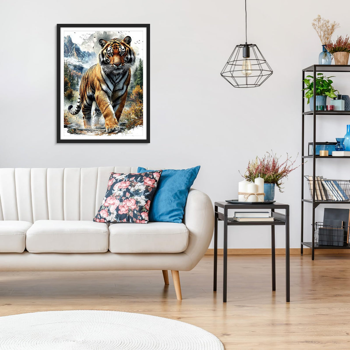 MOGTAA Tiger Diamond Art Kits for Adults, 5D Full Drill Diamond Painting Kits for Adults Beginners, DIY Landscape Round Diamond Dots for Adults, Gem Art for Home Decor 12 X 16Inch MOGTAA