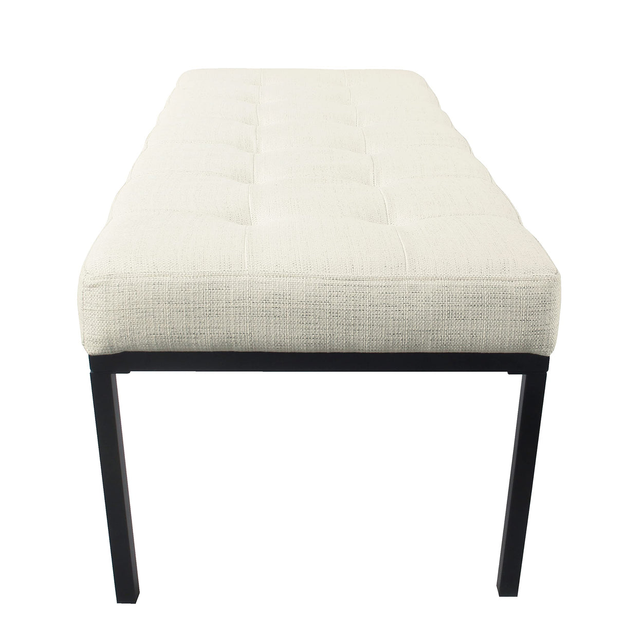 HomePop Tufted Metal Bench - Stain-Resistant Cream Woven HomePop
