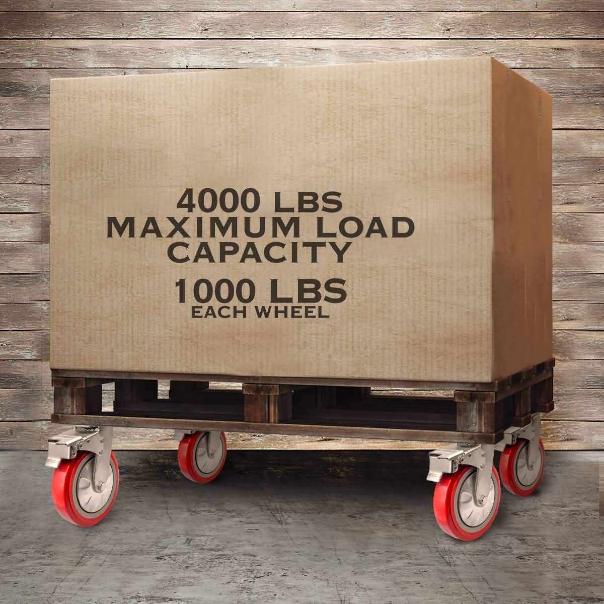 FactorDuty 8" X 2" Heavy Duty Caster Set of 4 Locking Swivel Caster Wheels Polyurethane On Polyolefin Industrial Grade Premium Quality 4000lbs Total Capacity FactorDuty