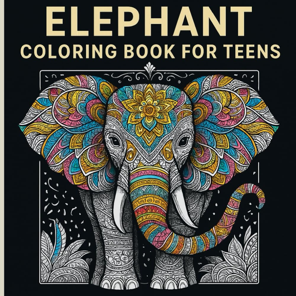 Elephant Coloring Book for Teens: Ethnic drawings and Zentangle style Majosta