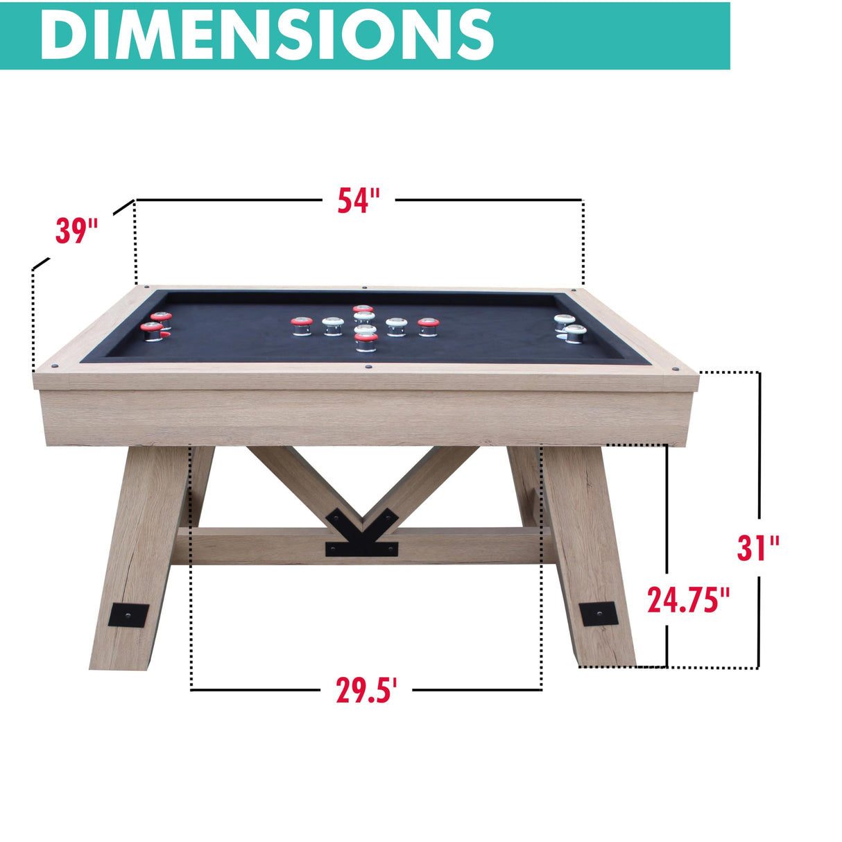Freetime Fun 54" Bumper Pool Table for Adults and Kids Game Room, Comes with 2 48-in Cues, 10 Balls, and More, Sturdily Built Freetime Fun
